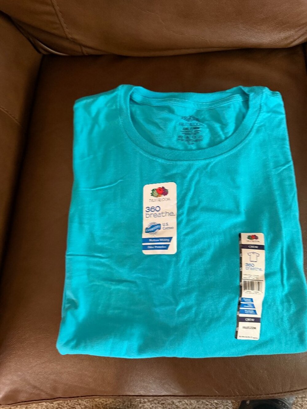 Fruit of the Loom 360 Breathe Crewneck T-Shirt – Aqua Blue | NWT